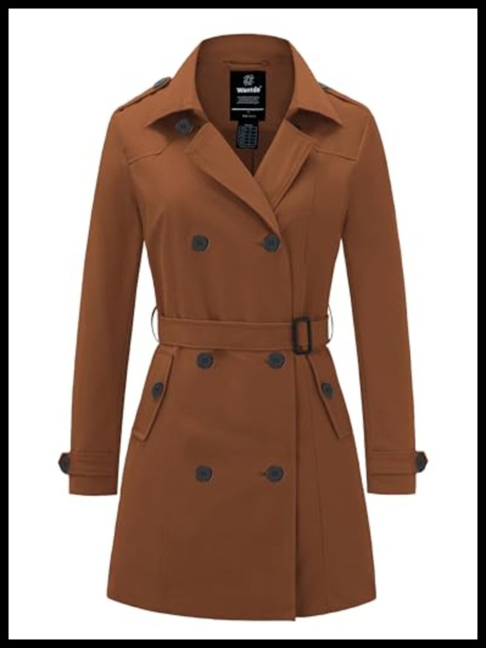 Women's Trench Coat Double-Breasted Belted Polyester Overcoat
